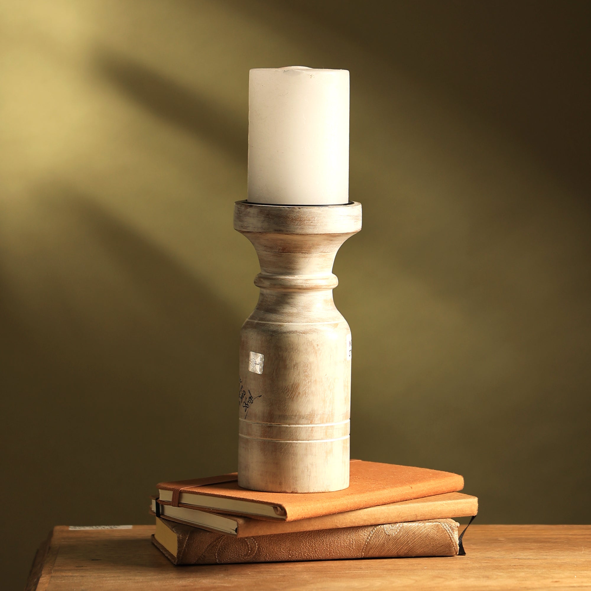 Nyla Antique White Candle Holder