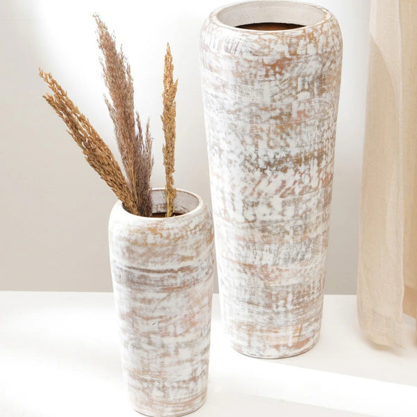 Ivory Handmade Wooden Flower Vase