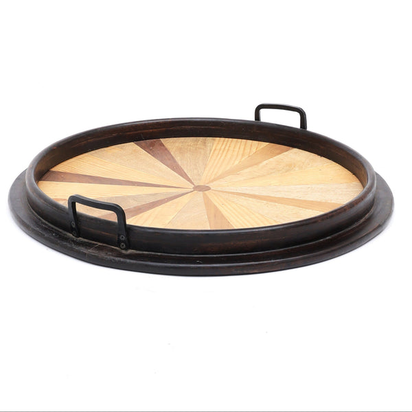 Nori Wooden Round tray With handle