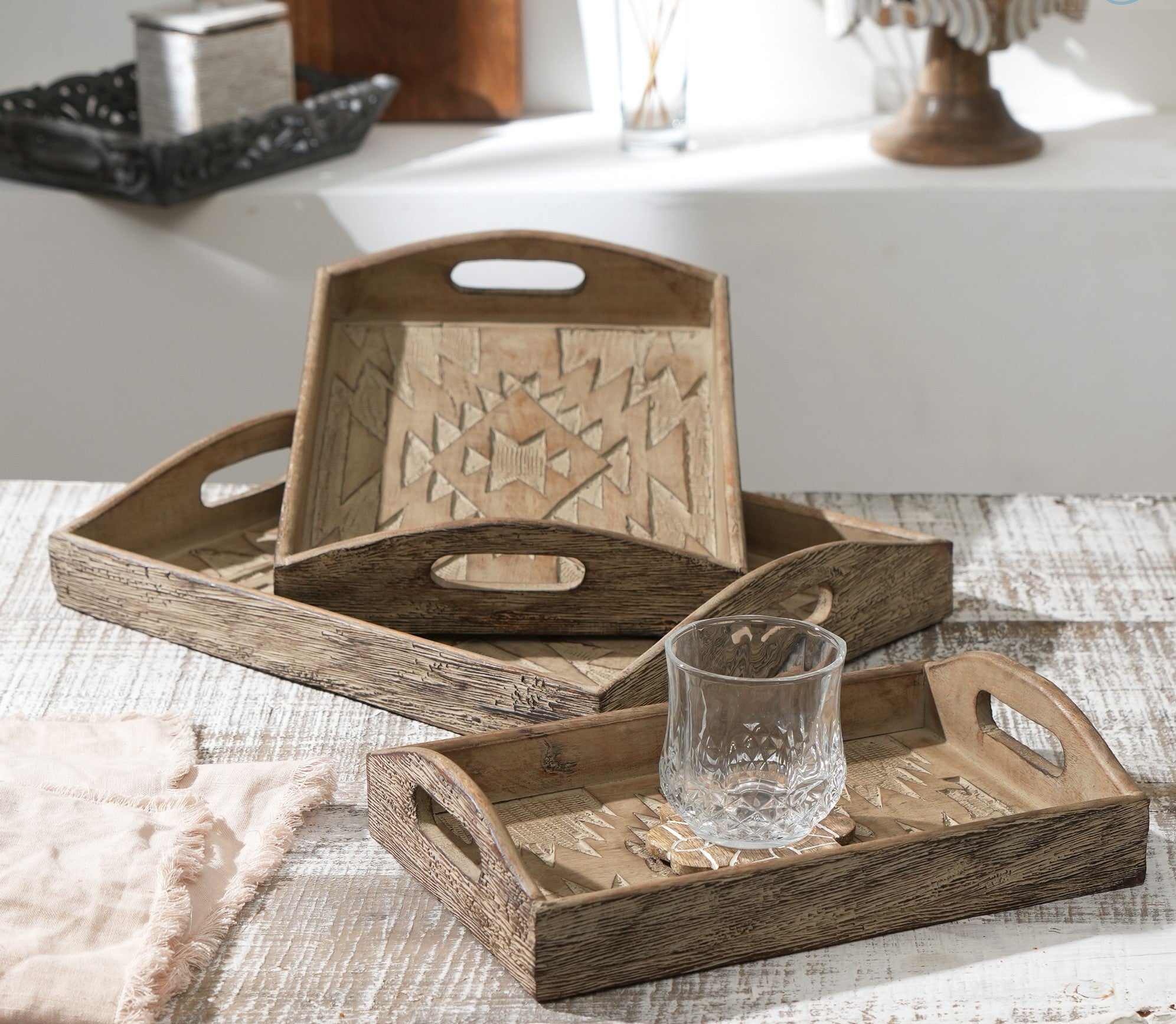 Tribal Carved Decorative Serving Tray