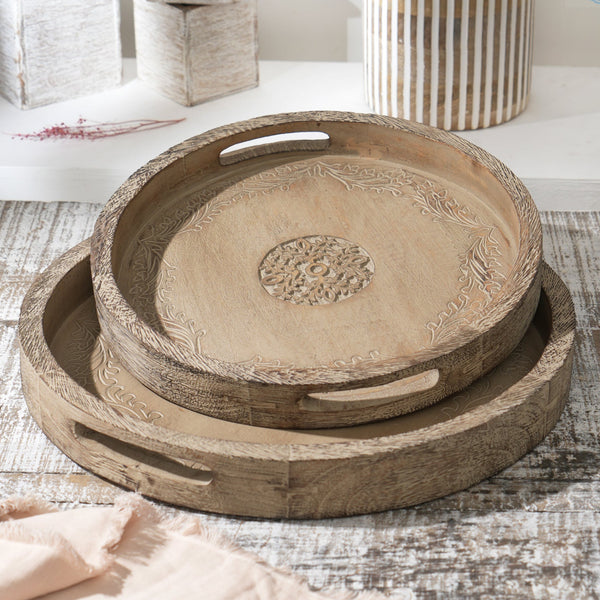 Anmol Carved tray Pack of 2