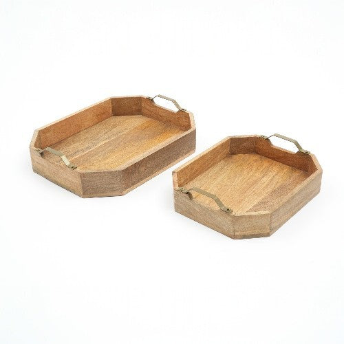 Octane Handmade Wooden Serving Trays with Iron Handles