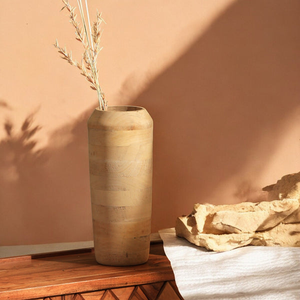 Ivory Handmade Wooden Flower Vase