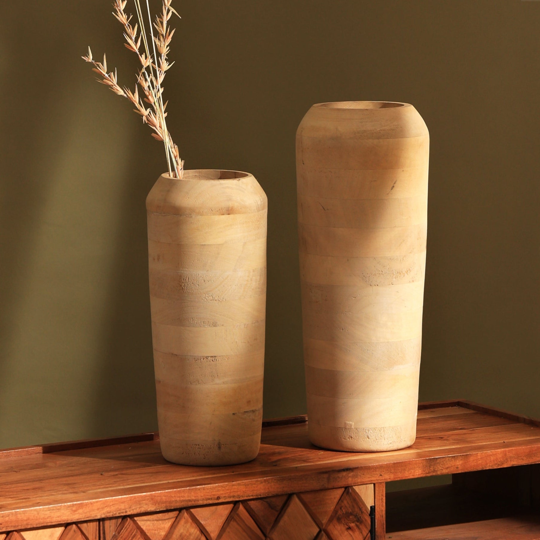 Ivory Handmade Wooden Flower Vase