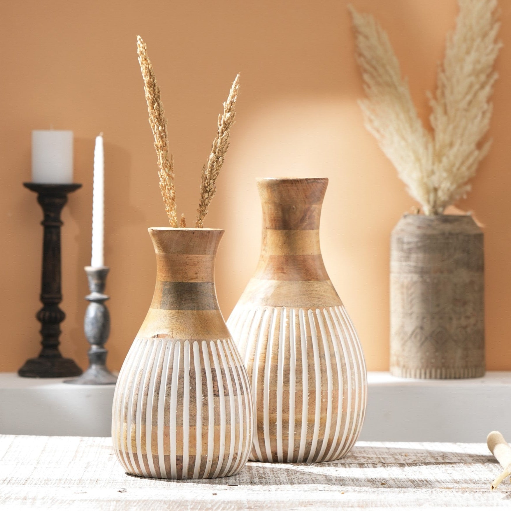Aqdas Handmade Wooden Flower Vase