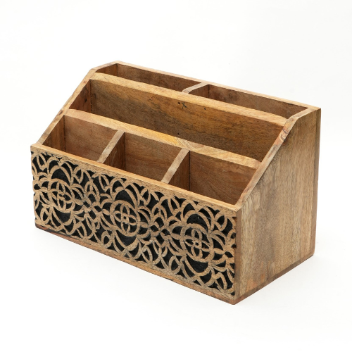 Hand Carved Table Magazine Stand
