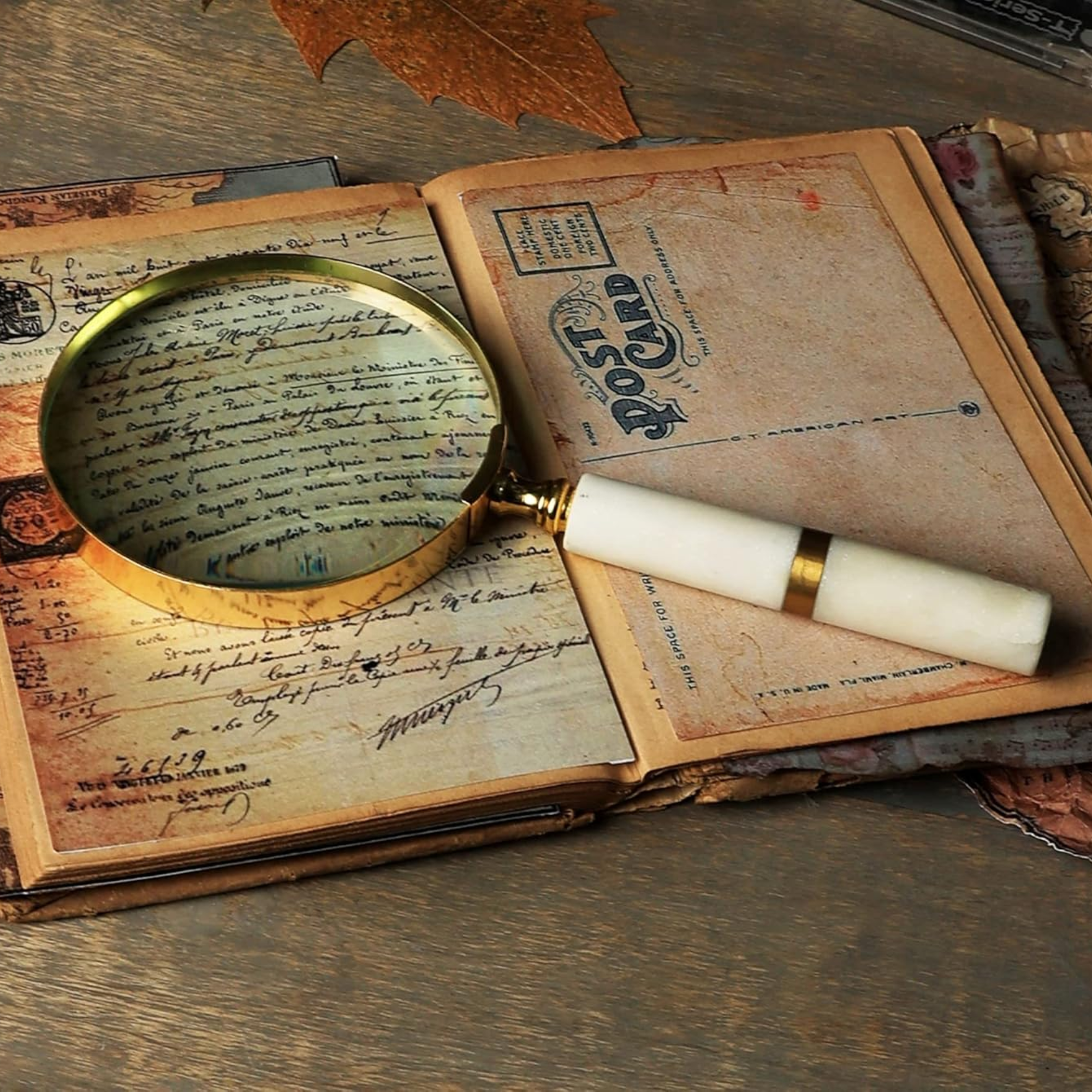 White Stone Round Magnifier with golden ring