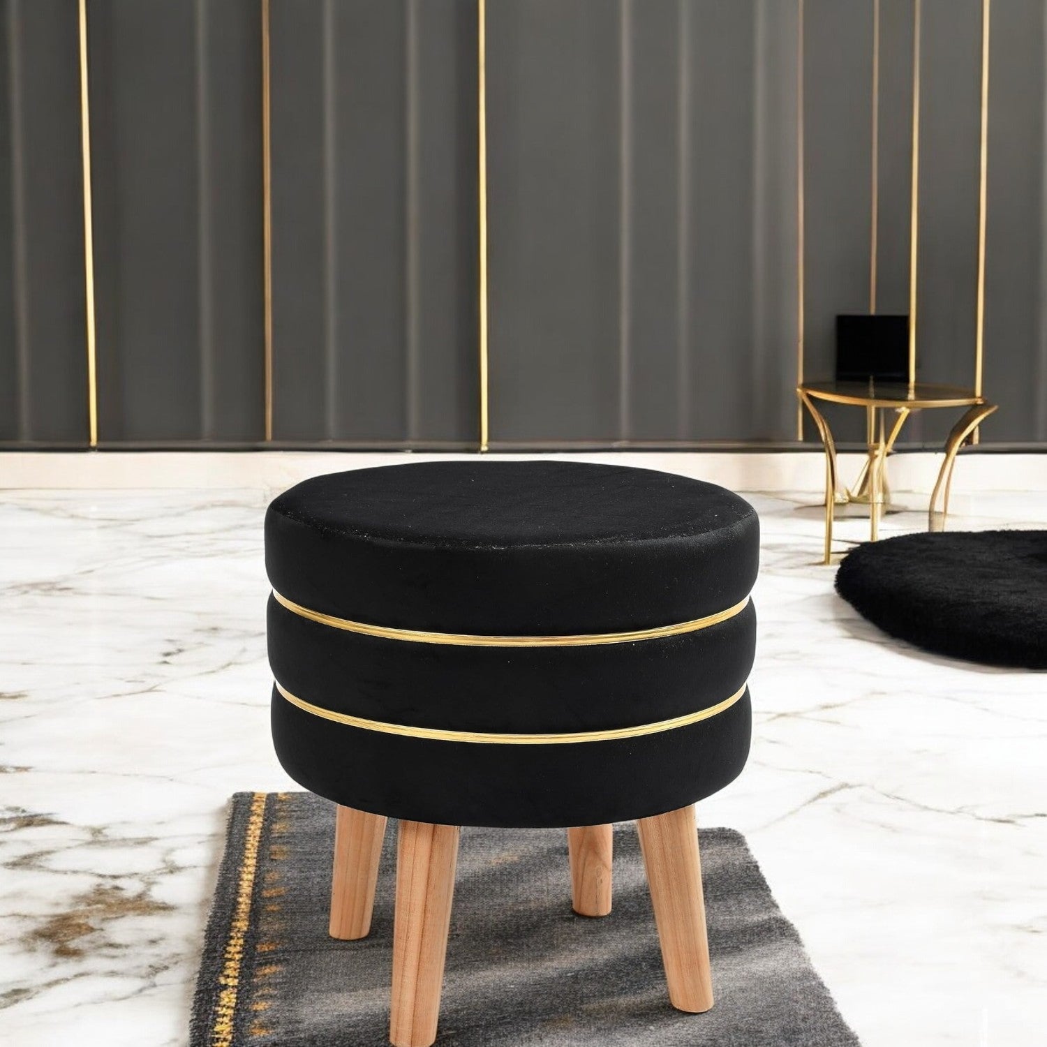 Ava Velvet Ottoman Stool
