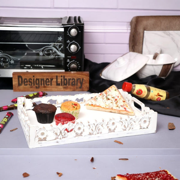 Jolly Carved Wooden Serving Tray