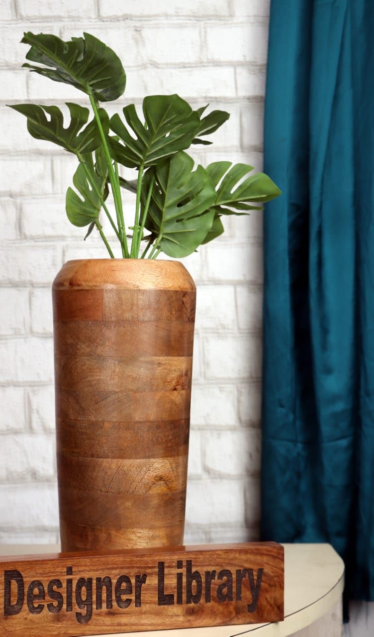 Ivory Handmade Wooden Flower Vase