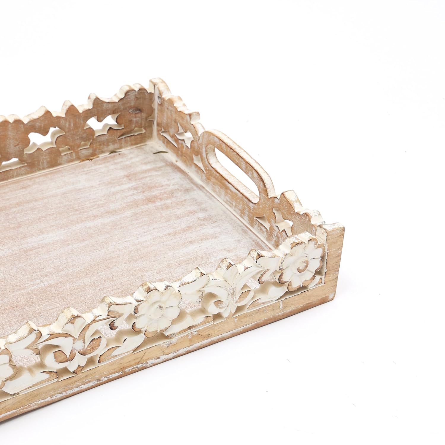 Jolly Carved Wooden Serving Tray