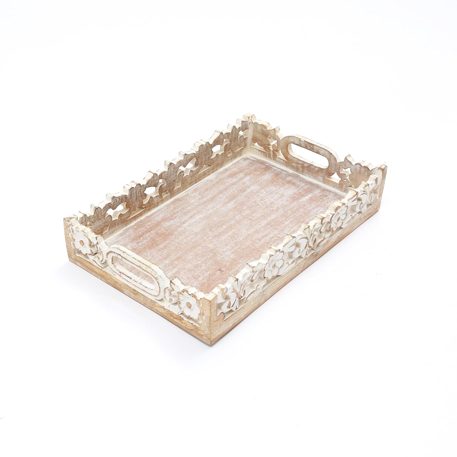 Jolly Carved Wooden Serving Tray