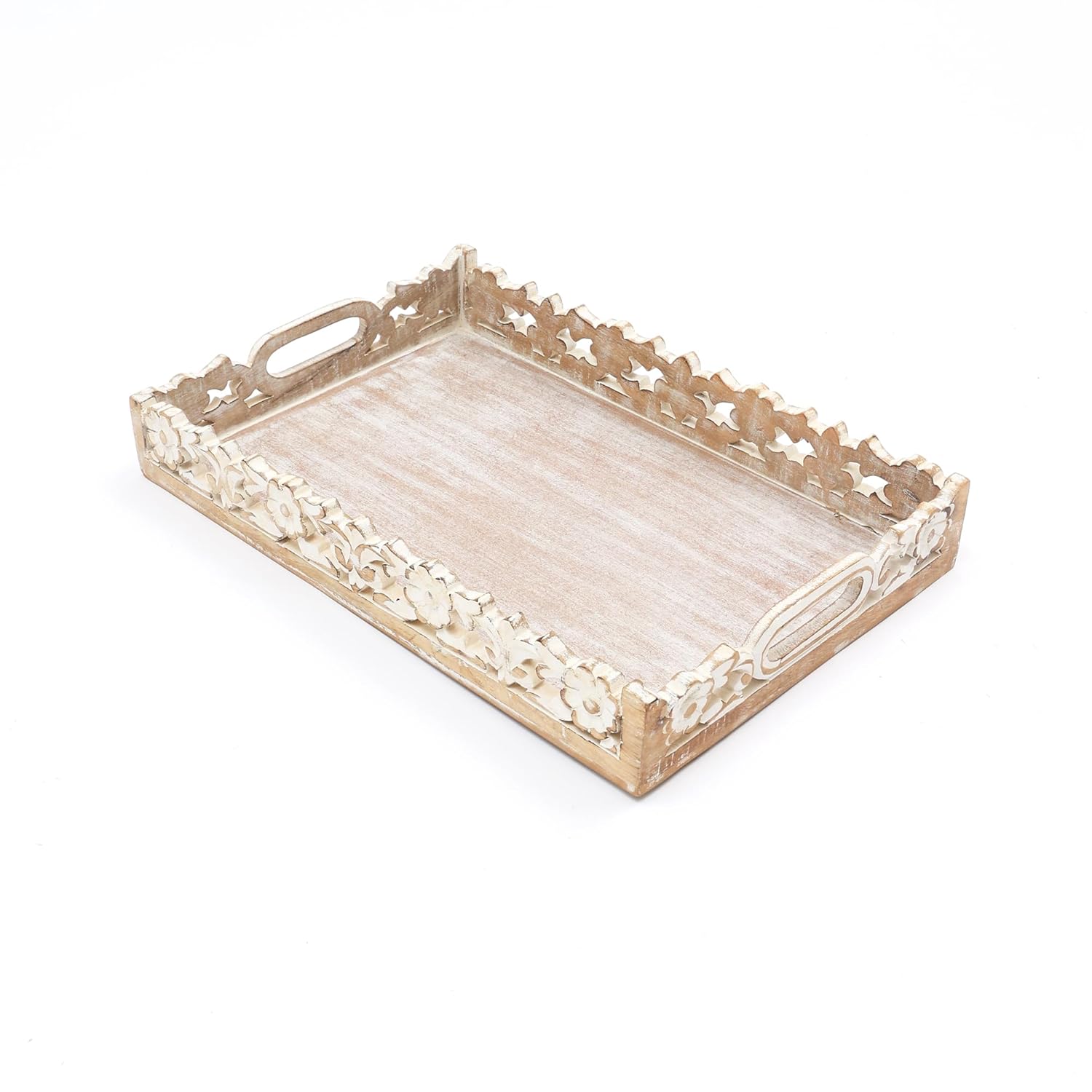 Jolly Carved Wooden Serving Tray