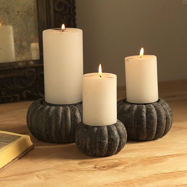Pumpkin Candle Holders (Ash Grey)