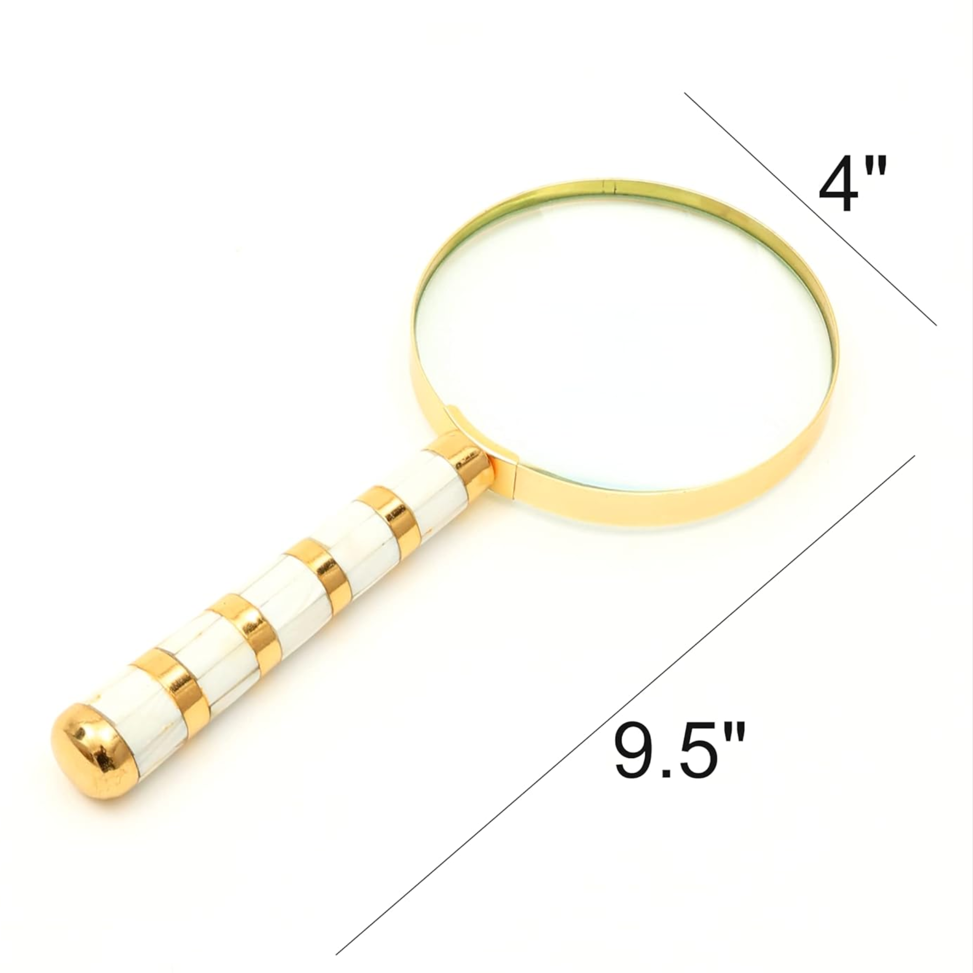 White Stone Round Magnifier with golden ring