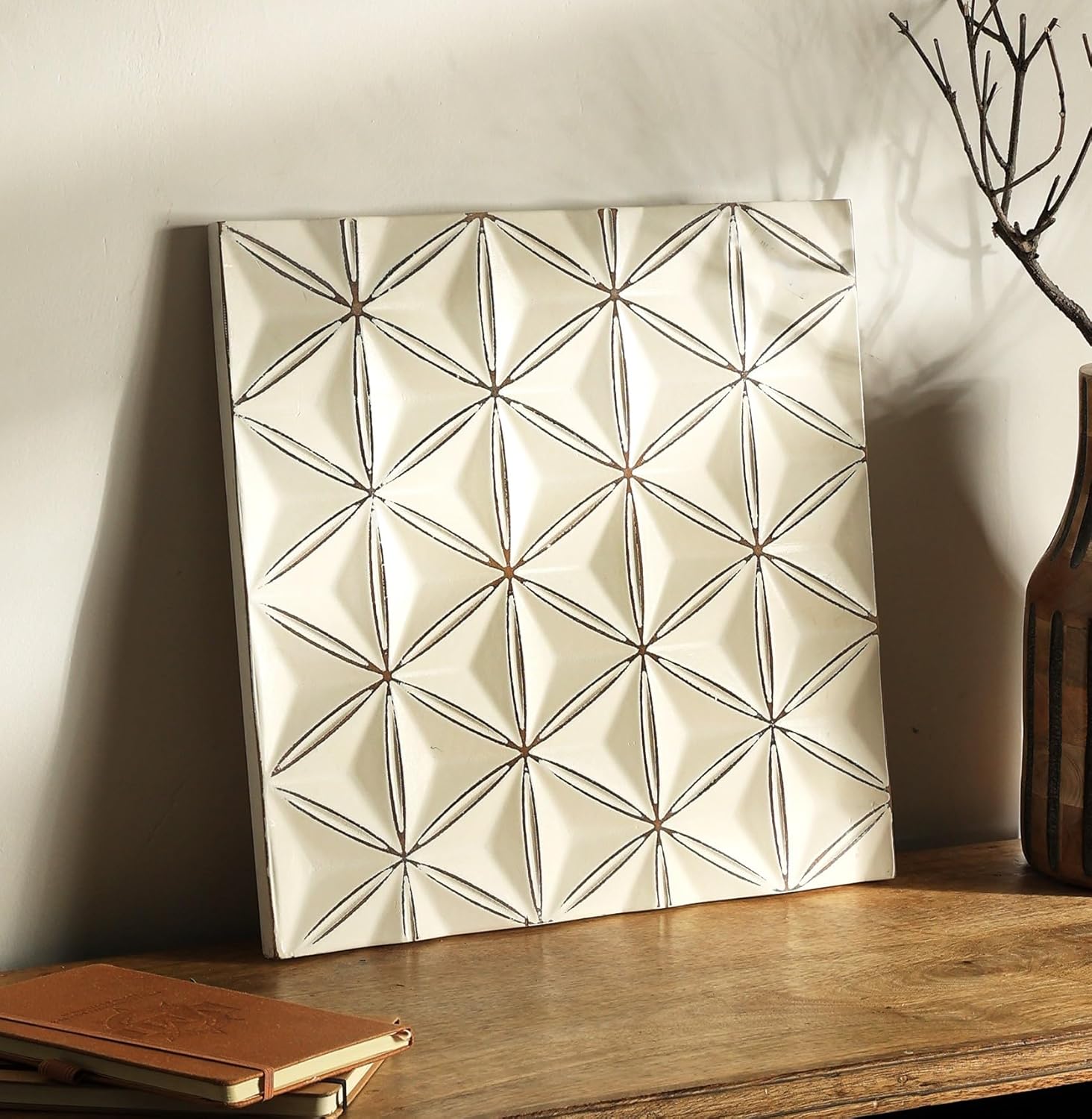 Zion Diamond Flower Carved Wall Panel