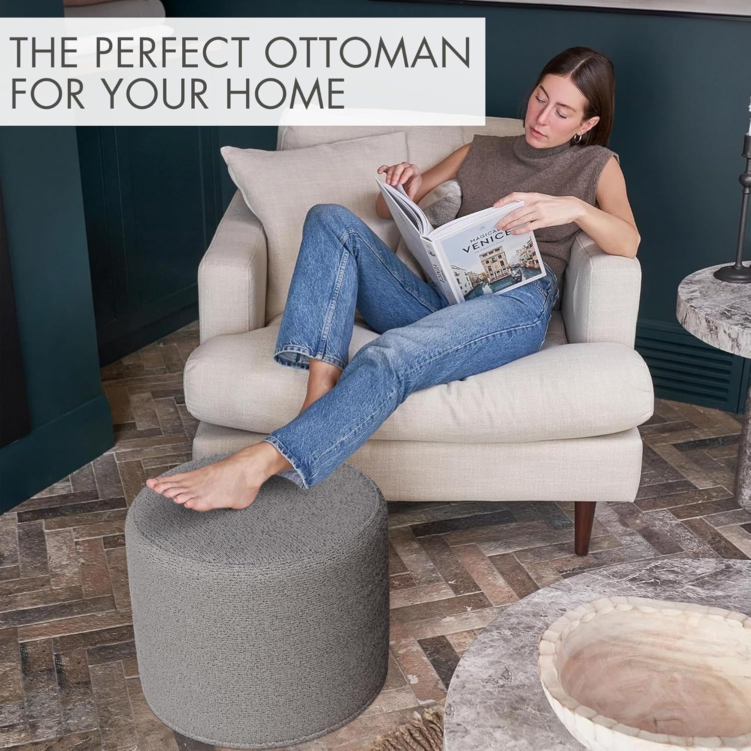 Rosaria Velvet Ottoman