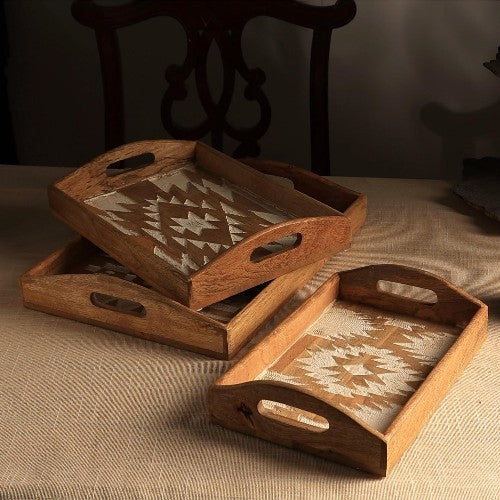 Tribal Carved Decorative Serving Tray