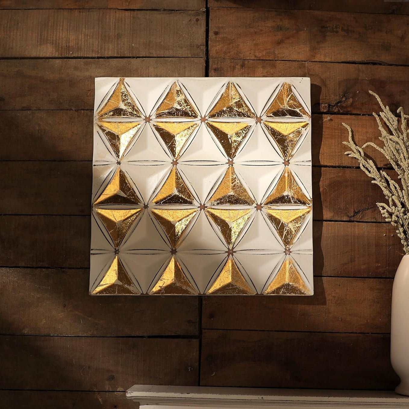 Zion Diamond Flower Carved Wall Panel