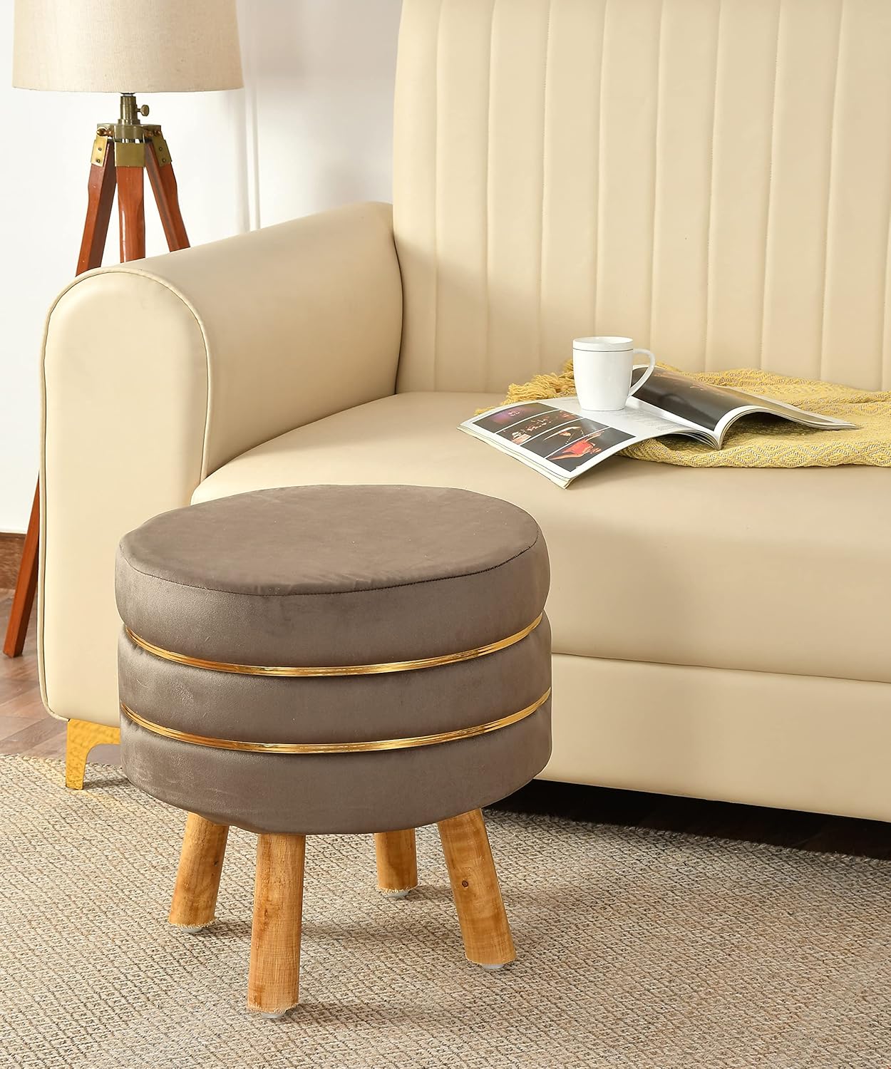 Ava Velvet Ottoman Stool