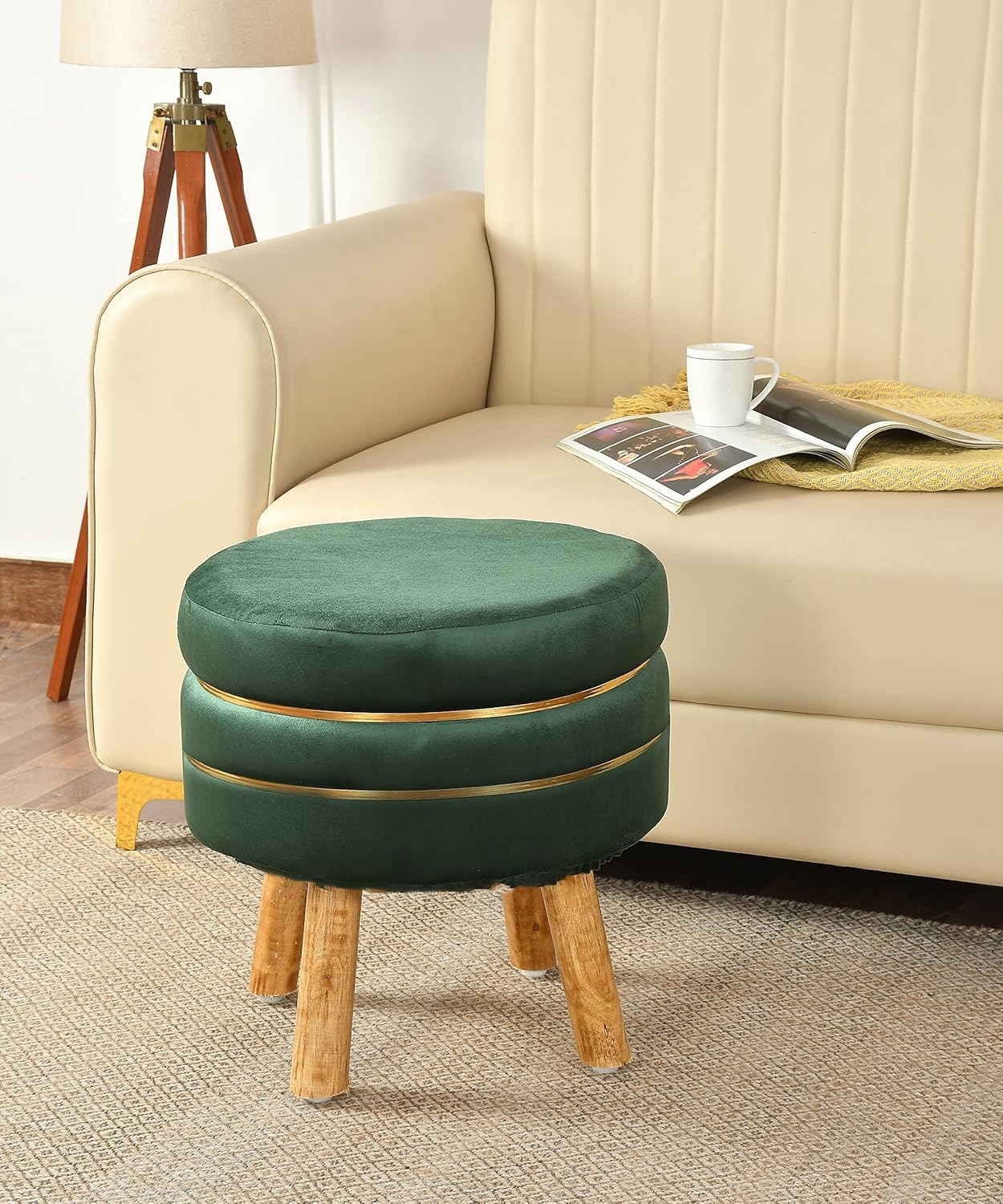 Ava Velvet Ottoman Stool