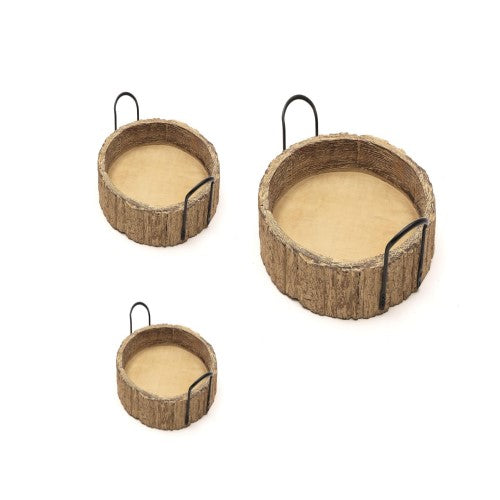 Decorative & Serving Bark Tray with Iron Handles