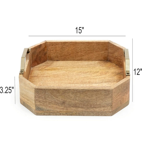 Octane Handmade Wooden Serving Trays with Iron Handles